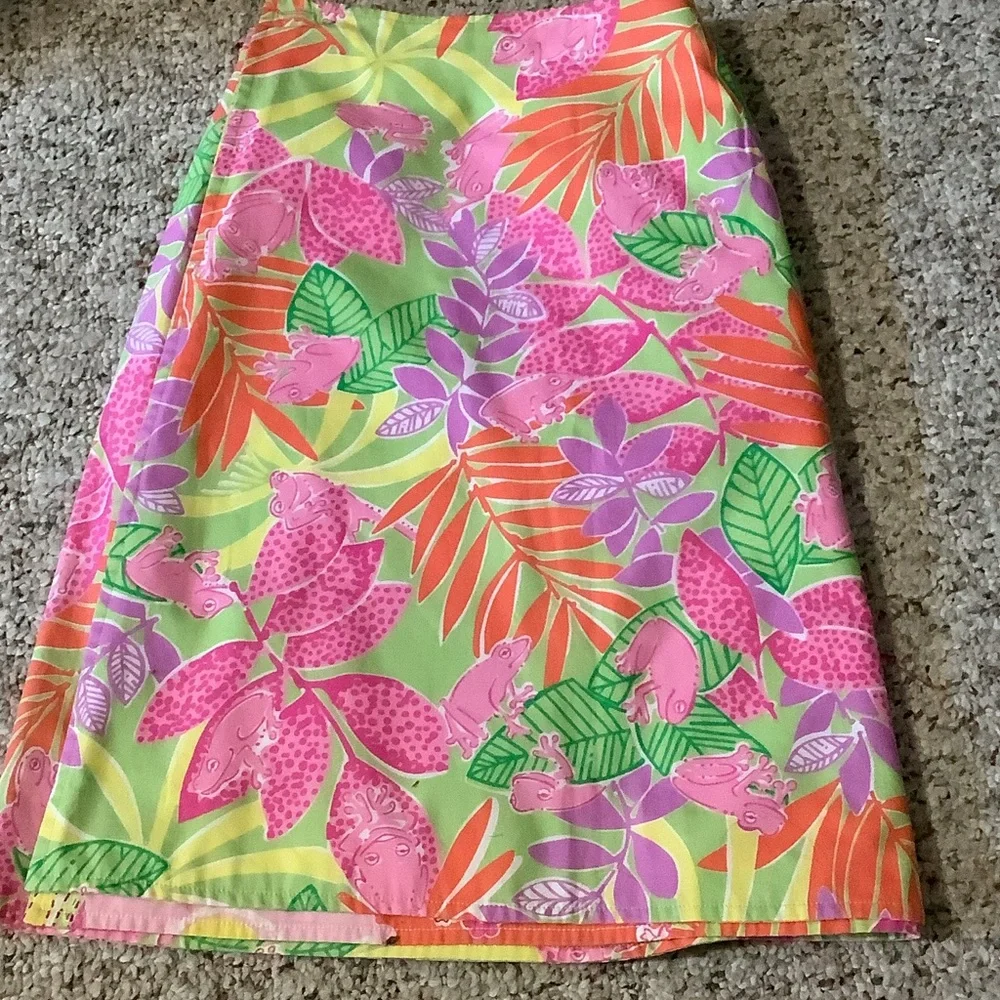 Vintage Lilly Pulitzer Reversible‎ Patchwork wrap Skirt 4 Preppy Resort Rare